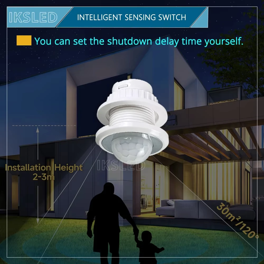 1/2 Stück Intelligenter PIR-Sensor-Detektor-Schalter 110V 220V Infrarot-Bewegungsmelder Automatisches Ein/Aus für LED-Lampen Deckenleuchten Panelleuchten Image