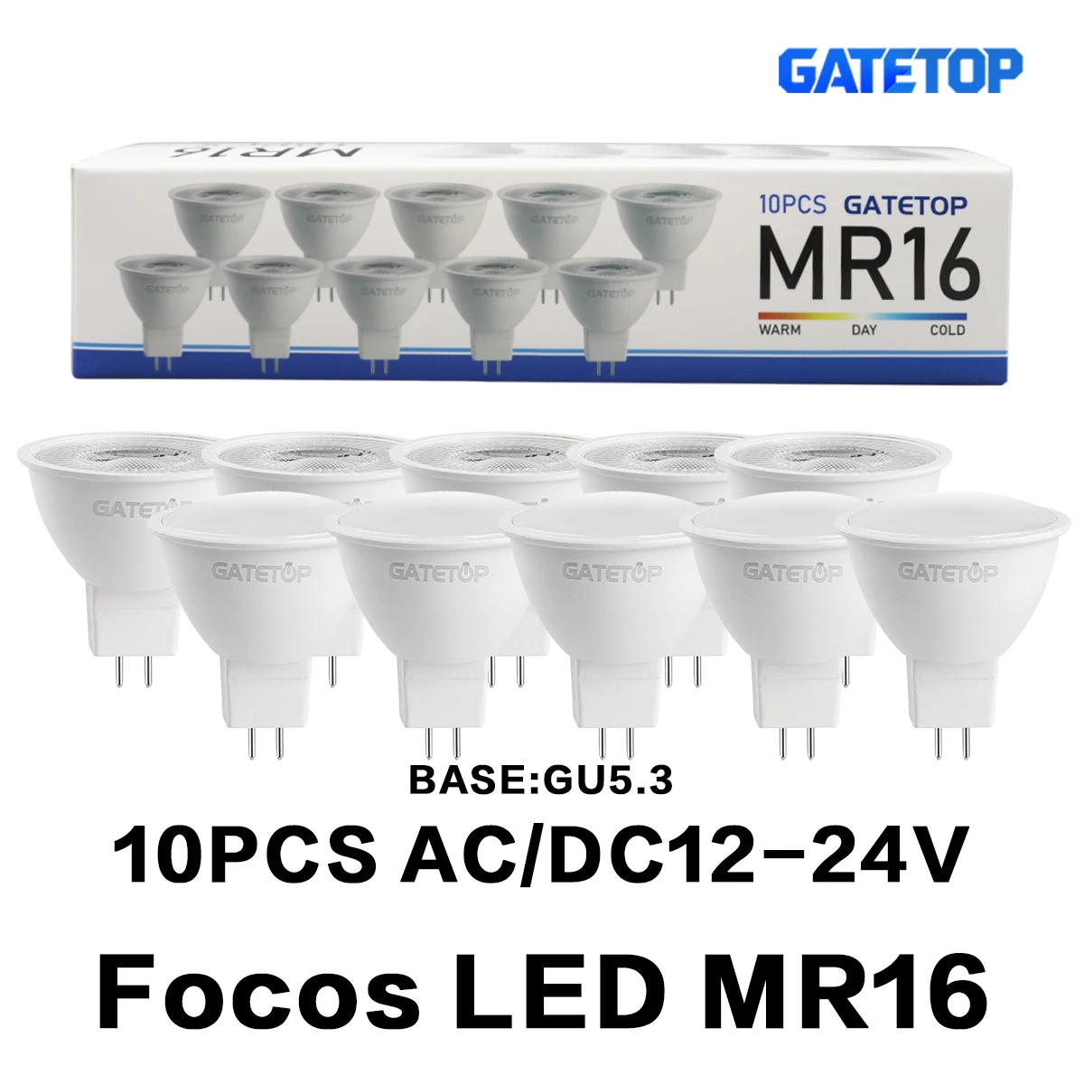 10 Stück Focos LED GU5.3 Glühbirne 3 W 5 W 6 W 8 W Lampen MR16 Niederdruck ACDC 12 V 24 V Strahler Ersetzen Sie Halogenlampen Home Foyer Beleuchtung