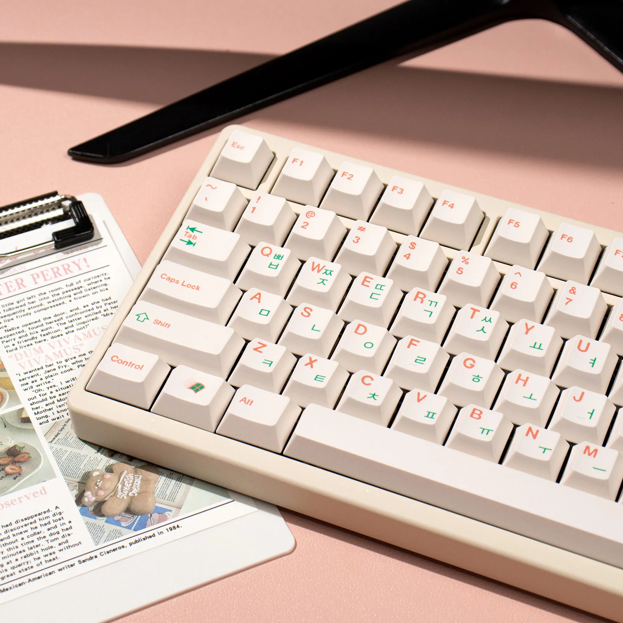 144 Tasten PBT-Tastenkappen Cherry Profile Dye-Sublimated Keycap Set Rot Grün Schriftart Korea Englische Tastenkappen für mechanische Tastatur-Kit Image