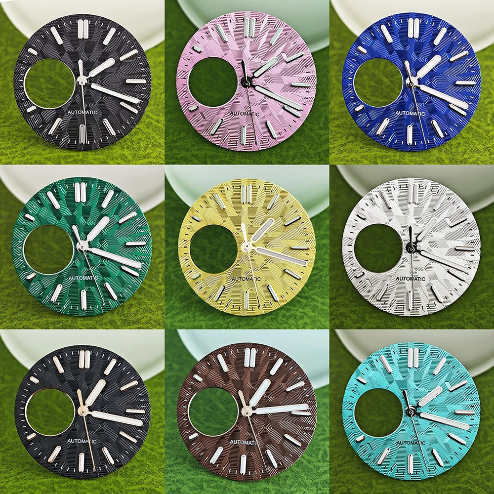 NH38-Zifferblatt, 28,5 mm Zifferblatt, modifiziertes Uhrenzubehör mit individuellem Logo, Tauchstruktur, geeignet für NH38-Uhrwerk Image