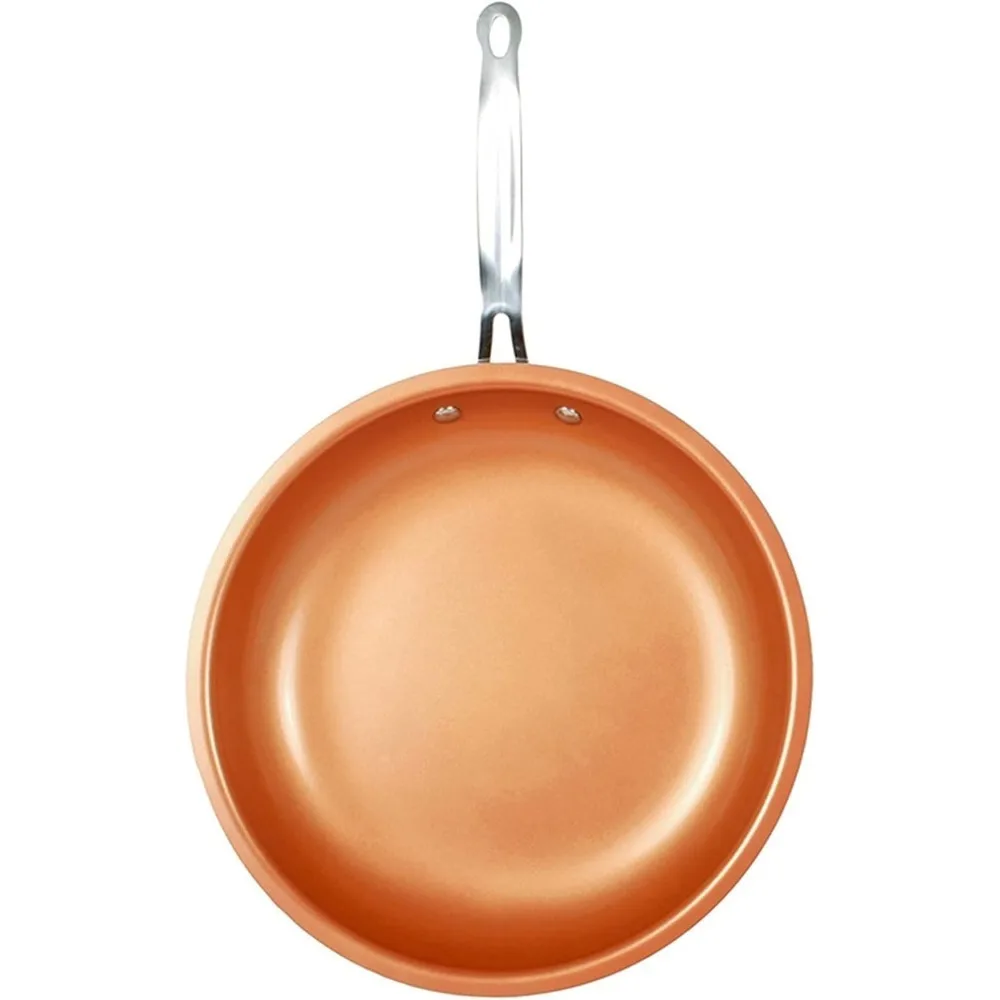 Kochtopf, antihaftbeschichtet, rund, kupferfarben, Bratpfanne, Küche zum Braten von Eiern, Steaks, Familienrestaurant, Küchenkochgeschirr Image