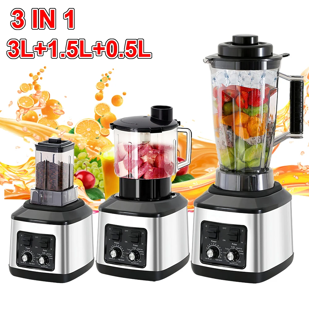 3-in-1-Elektromixer, 9500 W Kraftstoff, multifunktionaler gemischter Entsafter, Smoothie-Maker, 3 l + 1. 5l + 0,5L Behälter Küchenmaschine Boxer Image