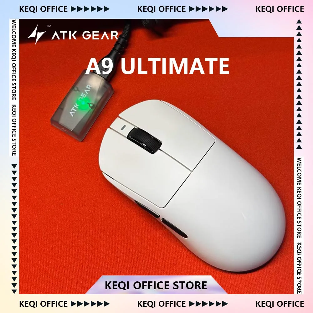 Neue Atk A9 Ultimate Gaming Mouse A9 Ultra Max Wireless Tri Mode Mäuse Paw3950ultra Neue Nano-Beschichtung 53g leichte Mäuse Hub3.0 Image