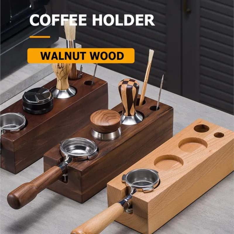 51/53/54/58mm Walnuss Kaffee Filter Tamper Halter Espresso Tamper Stehen Kaffeemaschine Unterstützung Basis Rack kaffee Zubehör Image