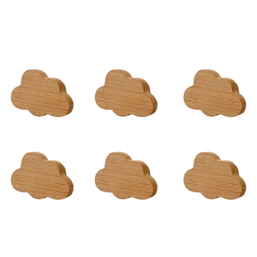6PCS Wolke/Stern Form Möbel Griffe Mond Schublade Holz Knöpfe Stern Wolke Kinder Dekoration Schrank Holz Zieht Knöpfe set Image