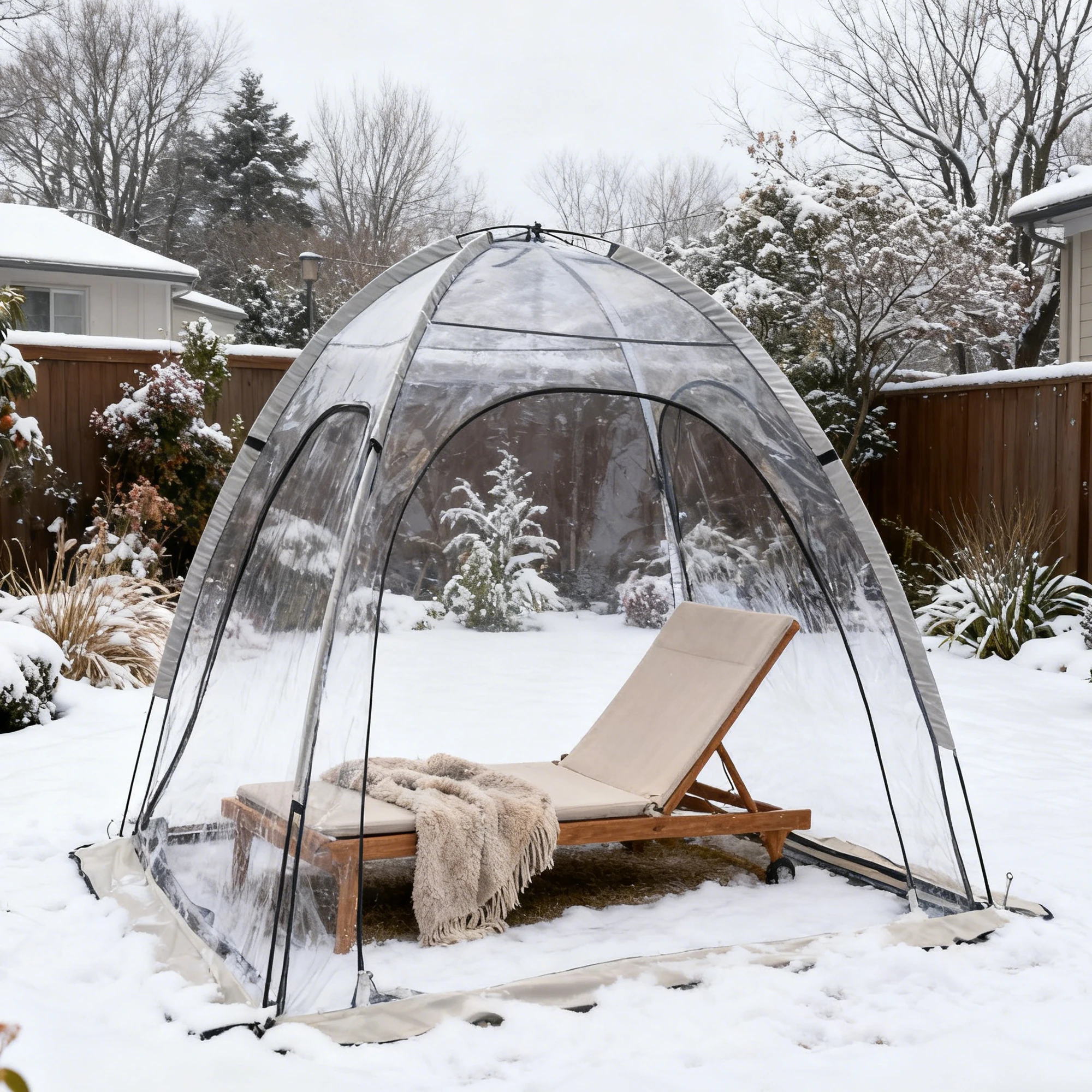 Allwetter-transparenter 2-Personen-Pod – 360 ° Sofortzelt für Sternenbeobachtung, Camping- und Outdoor-Events mit klarem Panoramadach Image