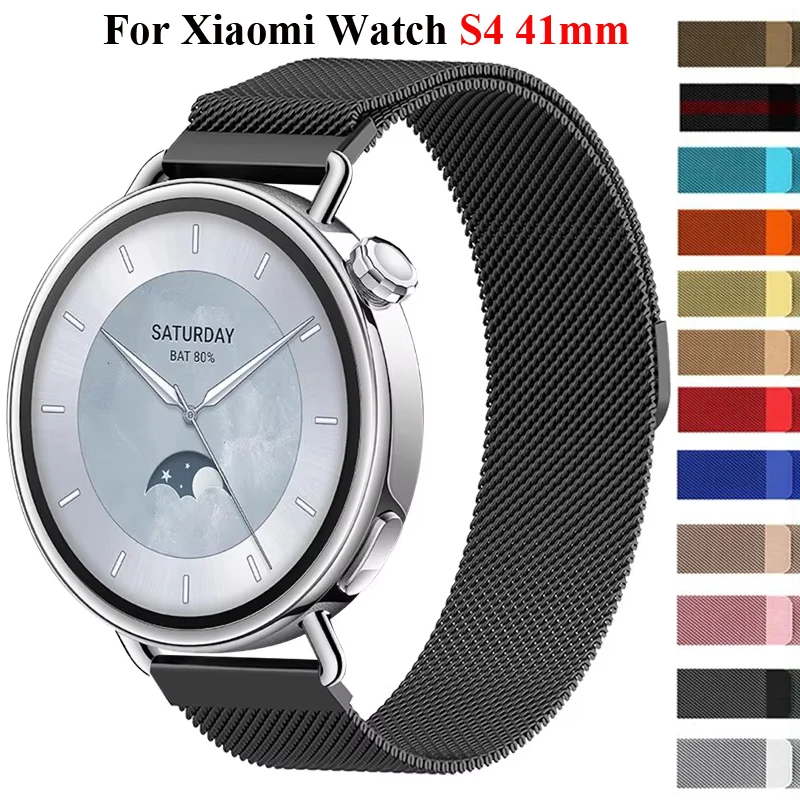 18mm Milanese Schleife Für Xiaomi Uhr S4 41mm Männer Frauen Edelstahl Metall Strap Für Xiaomi S4 41mm SmartWatch Band Zubehör Image