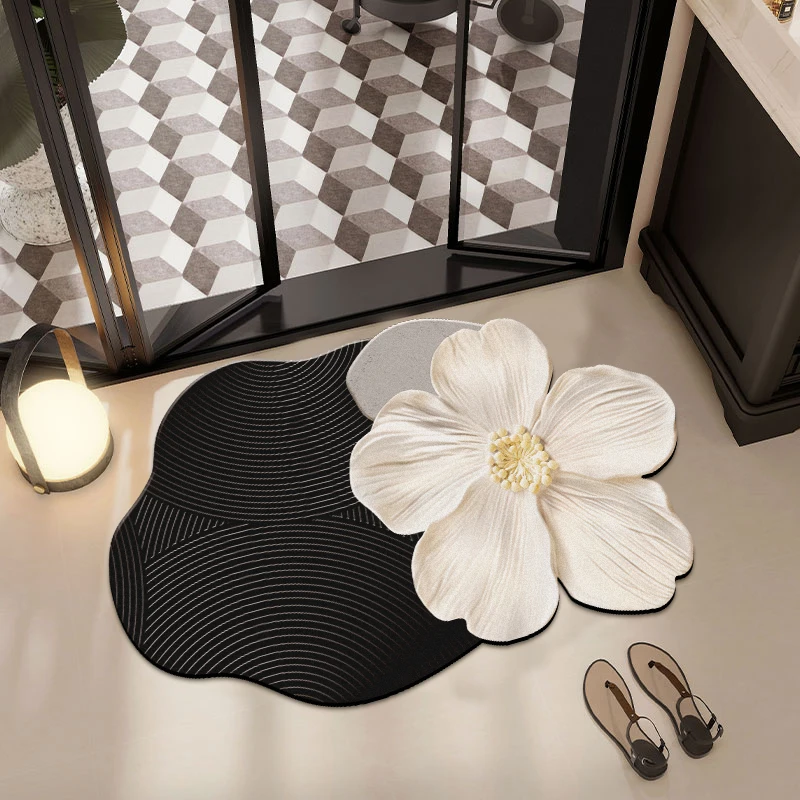 Badezimmer-Bodenmatte, Kieselgur, saugfähige und rutschfeste Fußmatte für Badezimmertüren, schnell trocknender Badezimmerteppich Image