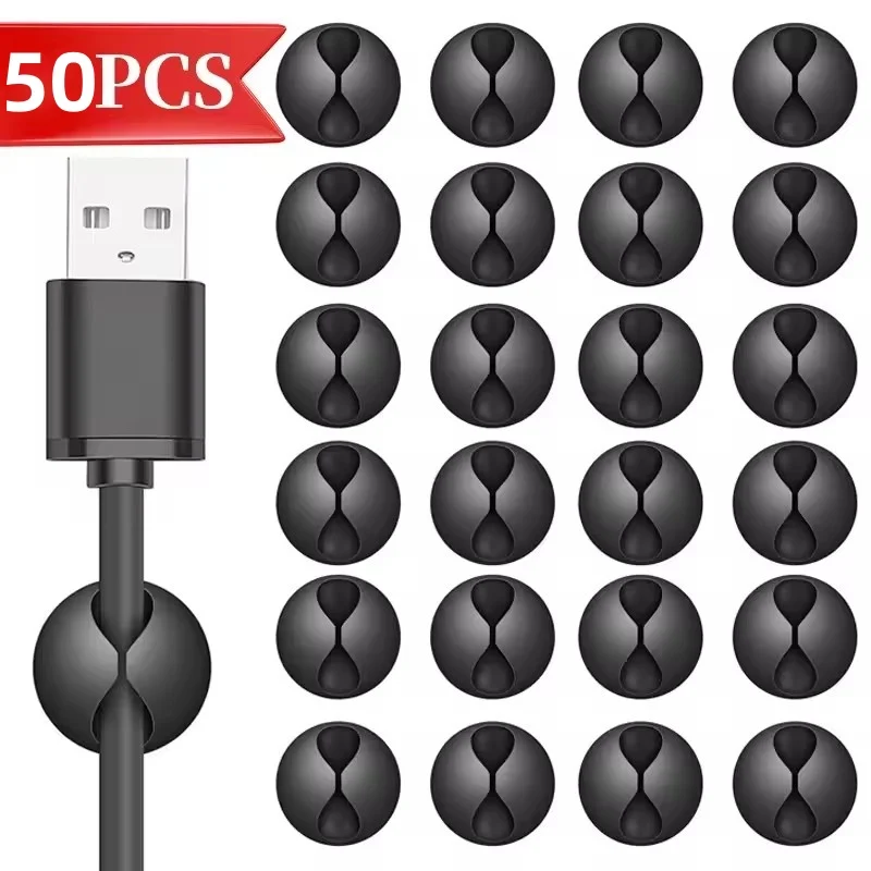 Desktop Wand Kabel Clips Draht Management Selbstklebende Kabel Organizer Halter Klemme für USB Netzwerk Kopfhörer Kabel Image