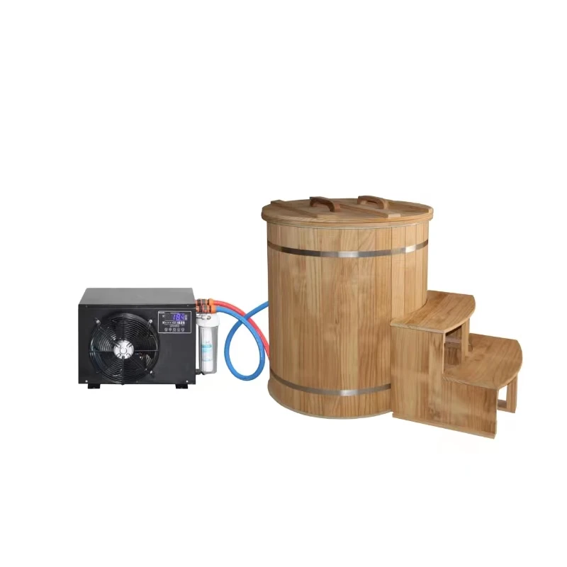 SAUNA Kommerzielles tragbares Holzschaft-Eiswasser-Plunge-Badewannen-Set für den Innenbereich, modern, für den Außenbereich, kalter Plunge-Innenbereich, warm