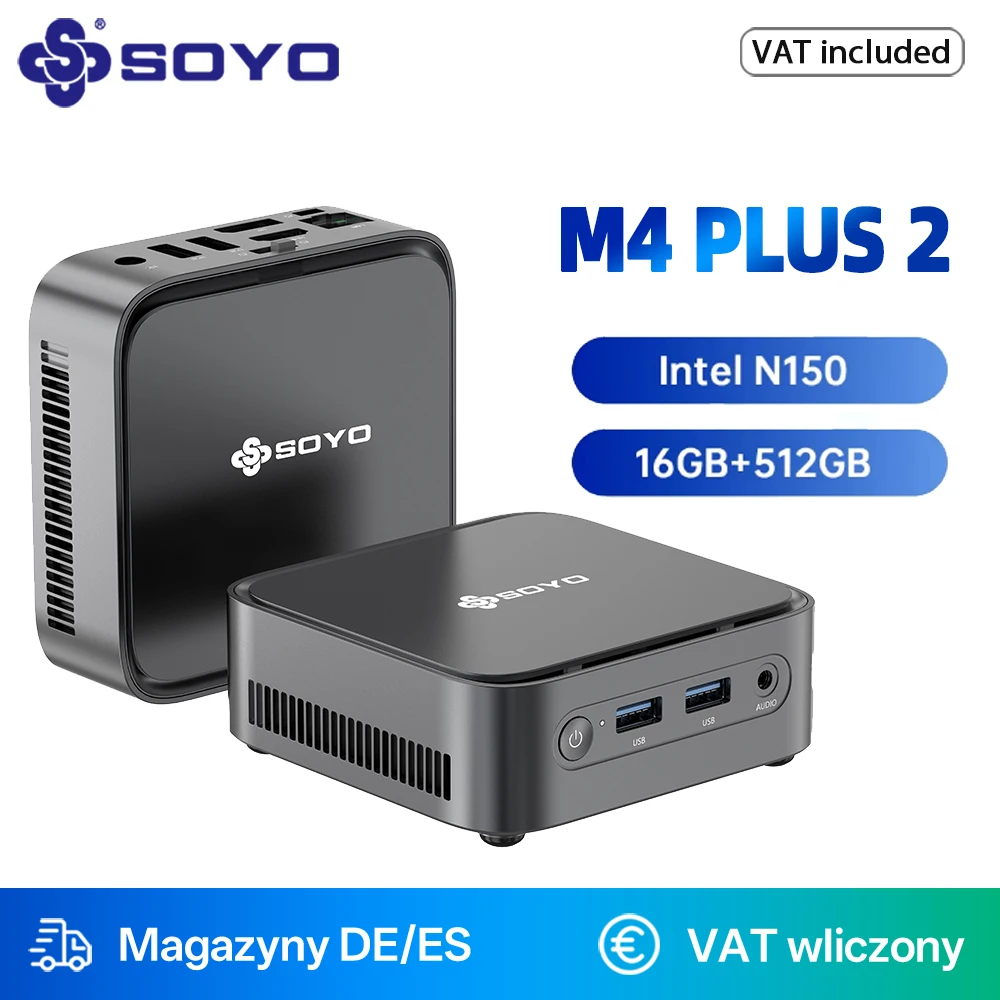 SOYO Mini PC Mini M4 Plus2 Intel 13. N150 CPU mit 16 GB DDR4 512 GB SSD Computerunterstützung 4K HDMI DP Display WiFi5/BT5.0/USB3.2