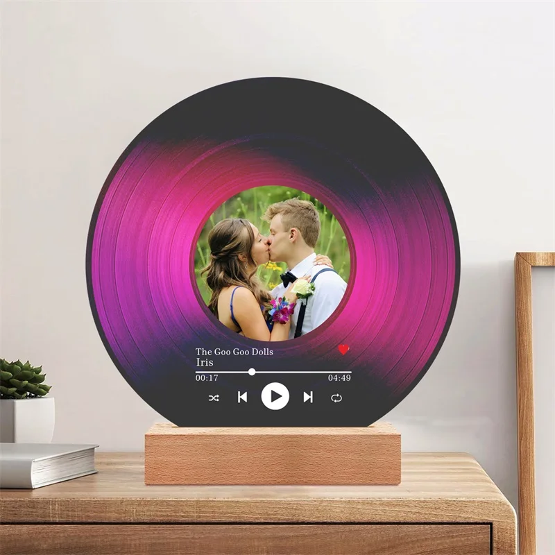 Disco in vinile personalizzato con foto Targa musicale acrilica personalizzata Regali unici per compleanno Musica decorativa Decorazioni per la casa per coppia
