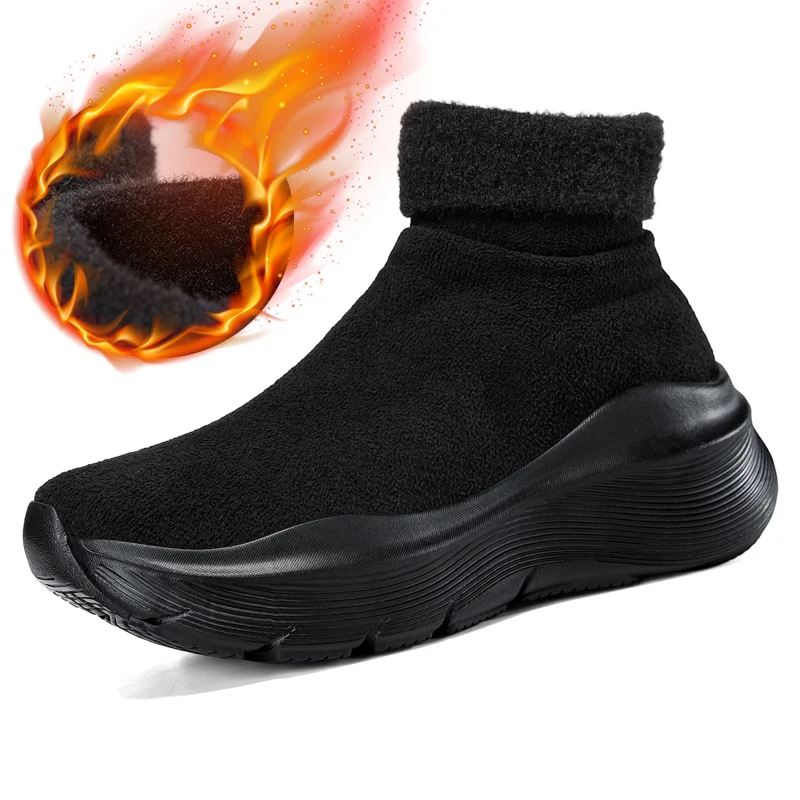 Winter Paar Mode Gestrickte Elastische Socken Schuhe Stiefeletten Plattform Mode Schuhe Faul Casual Schuhe