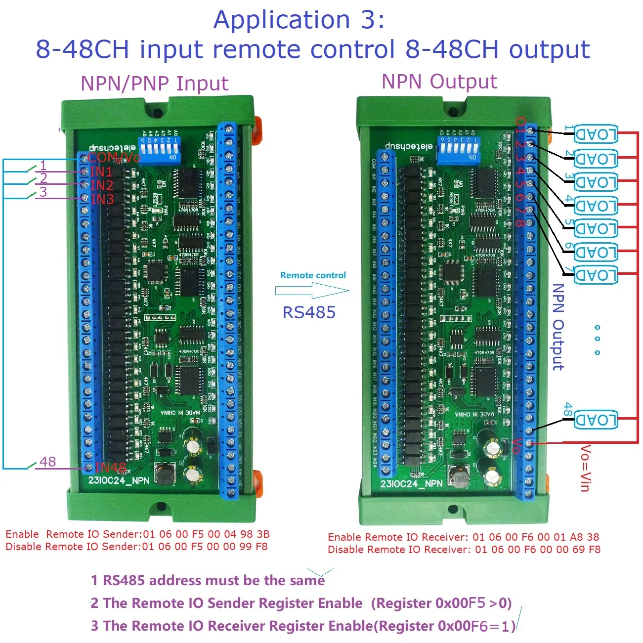 8-48CH RS485 NPN PNP Eingang Ausgang Port Fernbedienung Schalter PLC IO erweiterungskarte DIN35 Modbus RTU Modul DC 12V 24V Image