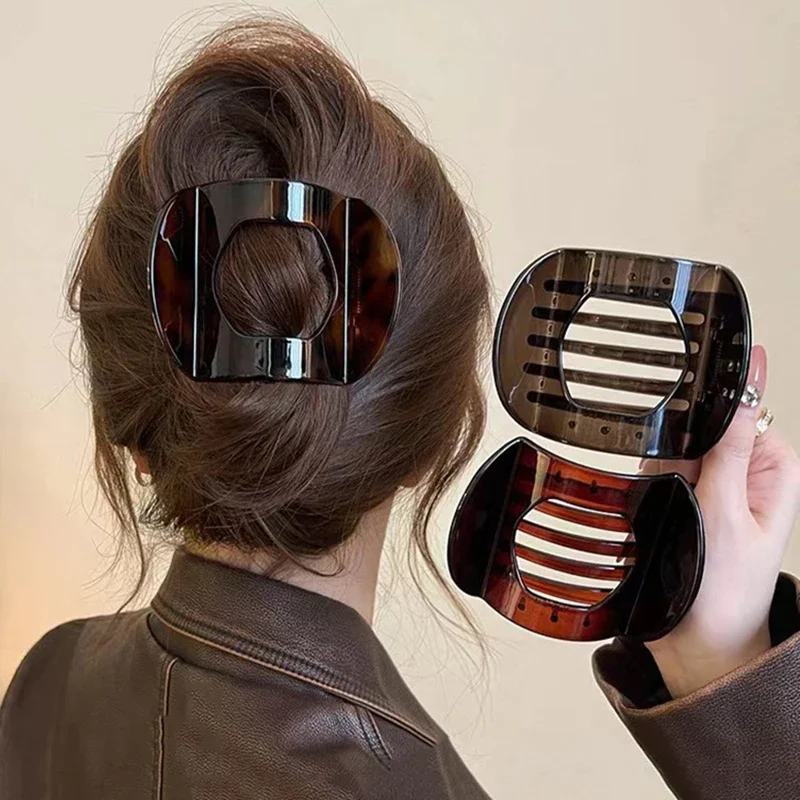 Retro-Abalone-Haarspange in Bogenform, Hinterkopf, Hochsteckfrisur-Haargreifer, großer Entenschnabel-Clip, kein Haarstich, Haar-Accessoire Image