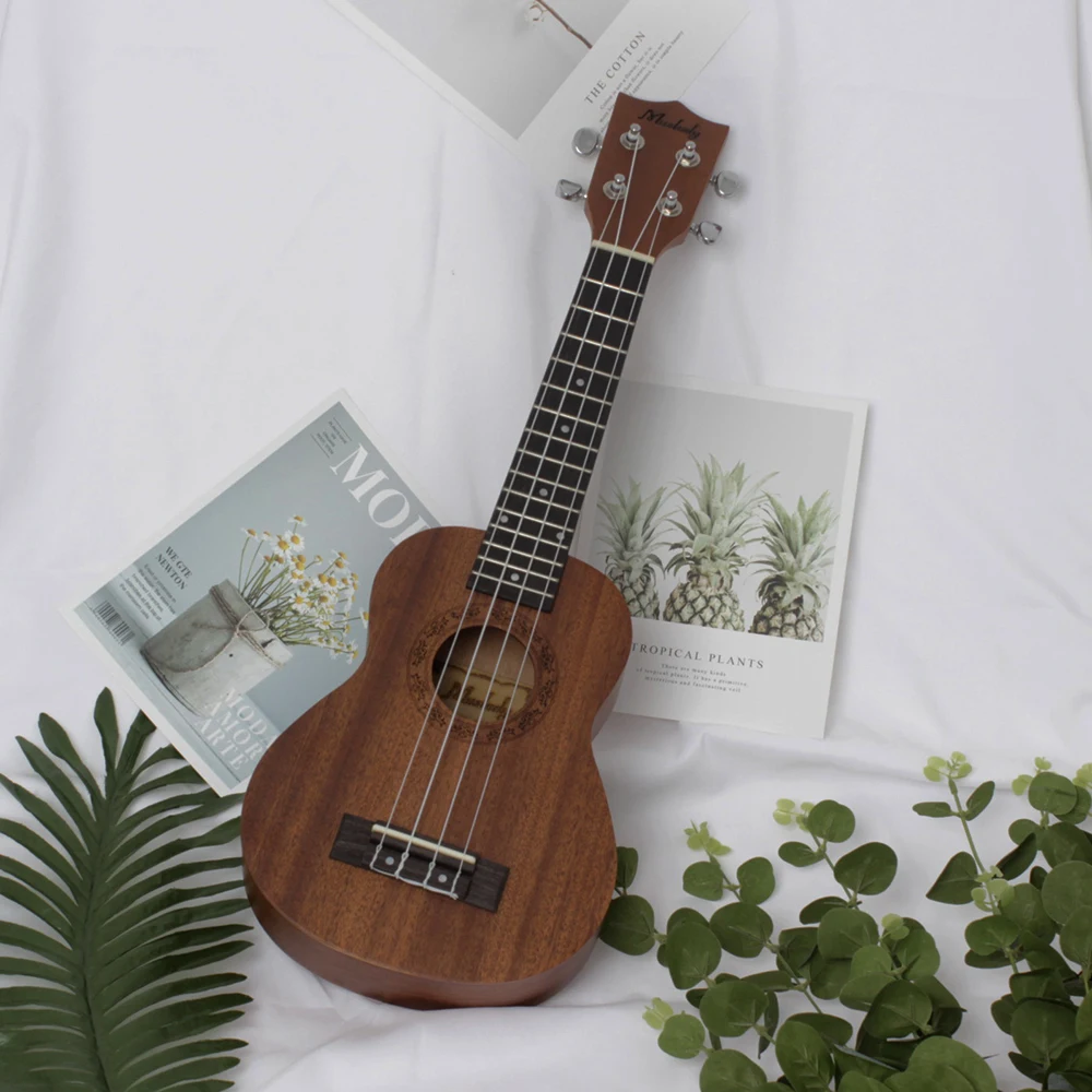 21-Zoll-Ukulele-Saiteninstrument, 4 Saiten, zarte Stimm-Ukulele, langlebiger und stabiler Klang, Massivholzmaterialien für Anfänger Image