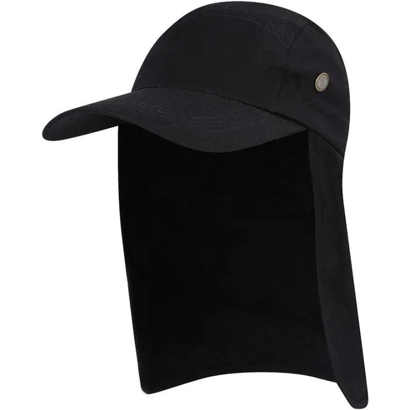 SCHWARZE Sonnenkappe mit Sonnenschutz und Nackenschutz für Outdoor-Aktivitäten, Wandern, Reisen und Angeln, für Männer und Frauen ﻿ Image