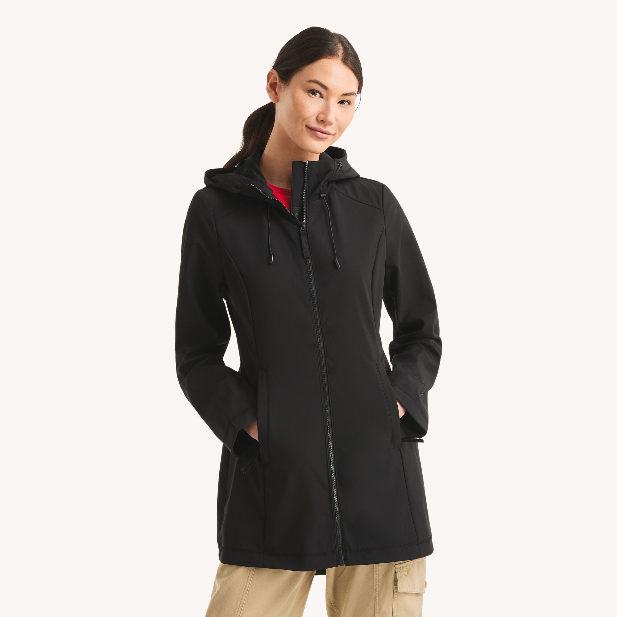 Nautica Women's Bonded Rain Jacket 018 (True Black), S