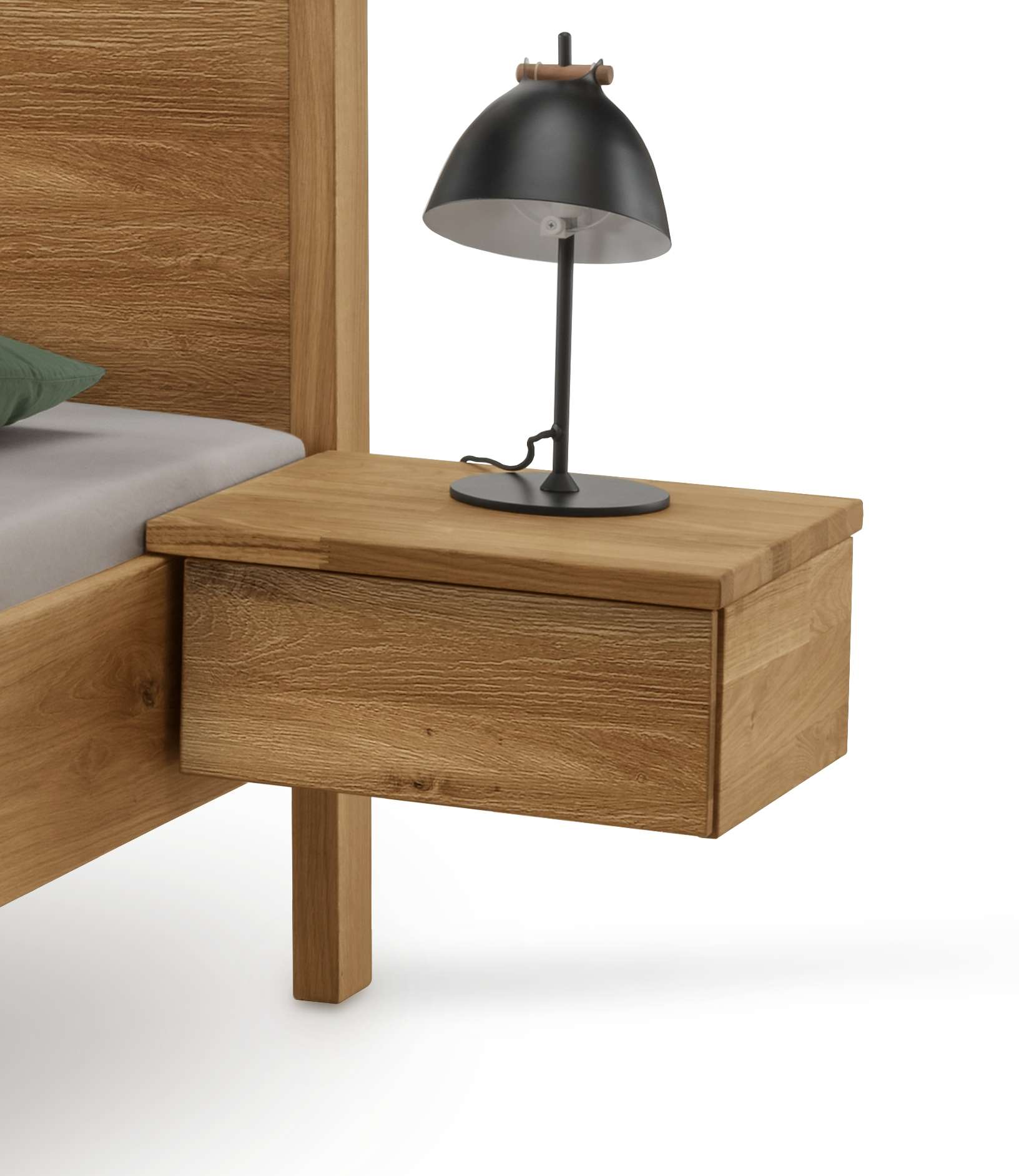 Nachttisch HOME AFFAIRE "Huven", beige (natur), B:43cm H:20cm T:39cm, Tische, Nachttisch, 2'er Set Nachttische, Eiche mit gebürstet Front passend zur Bett HUVEN