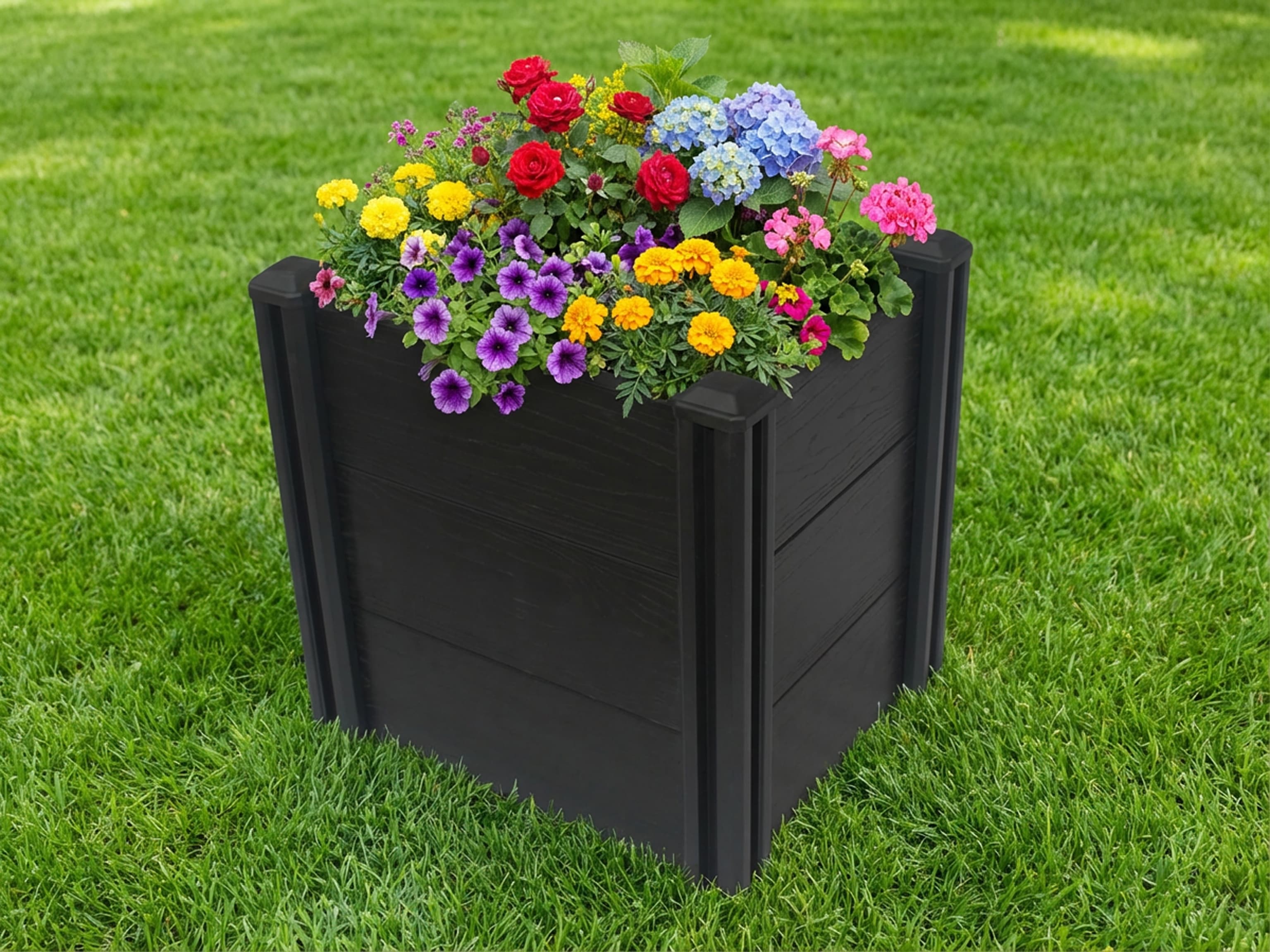 Hochbeet KONIFERA "Kunststoff, verschiedene Größen", anthrazit, B:50cm H:46,9cm T:41cm, PVC, Pflanzgefäße, Holzoptik