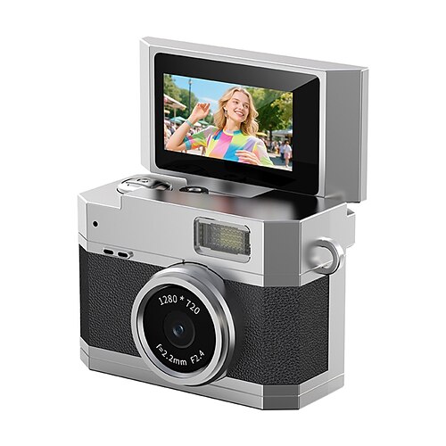 Neue Daumengroße Klappbildschirm Mini-Kamera Retro Digitalkamera Mini mit Lanyard 180 Klappbildschirm Videomodus Multi-Stil Schönheitsfilter Valentinstagsgeschenk Image