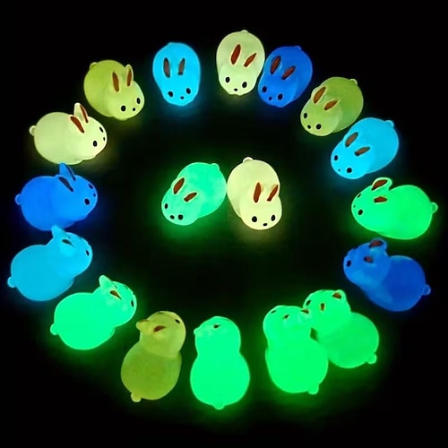 20 leuchtende Osterhasenfiguren mit Mini-Koffer, leuchtende Mini-Hasen zum Befüllen von Ostereiern, Körben, Schreibtischen, Feengärten und als sammelbare Mini-Weihnachtsornamente Image