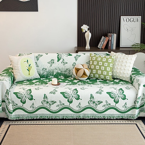Elegante Sofadecke mit Schmetterlingsmuster, dekorativ eingefasster, moderner Sofabezug aus Polyester für Erwachsene Für alle, die ihr Zuhause lieben – ideal als Einzugsgeschenk oder saisonale Image