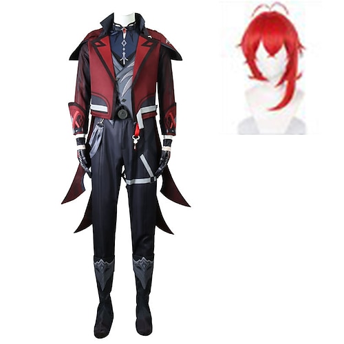 Elementar-Saga Diluc Anime Cosplay Kostüm Outfits Cosplay-Anzüge Videospielkostüme Halloween Karneval Party Comic-Konzert Kostüm Für Herren Erwachsene Image