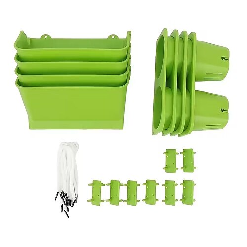 4er-Set Wandblumentöpfe, vertikale Pflanzsäcke, Gartentöpfe, Behälter für Blumen, Gemüse, Kräuter, für die Dekoration von Innen- und Außenbereichen Image