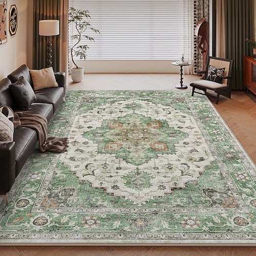 Amerikanischer Vintage-Teppich fürs Wohnzimmer, pflegeleichter Kunstkaschmirteppich, strapazierfähig, weich und komfortabel, ideal für Zuhause, stilvoller und praktischer Teppich Image