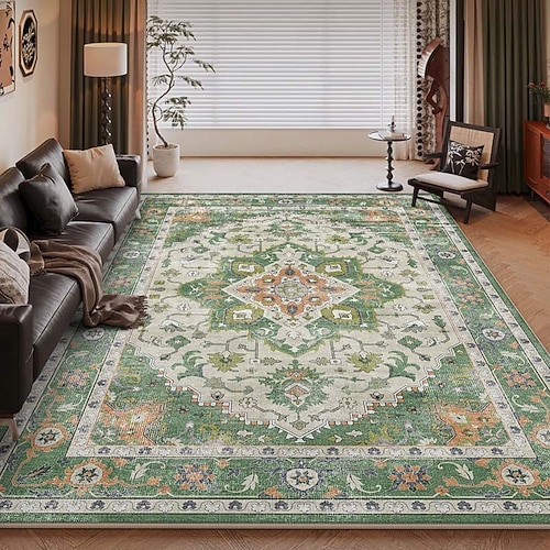 Amerikanischer Vintage-Teppich fürs Wohnzimmer, pflegeleichter Kunstkaschmirteppich, strapazierfähig, weich und komfortabel, ideal für Zuhause, stilvoller und praktischer Teppich Image