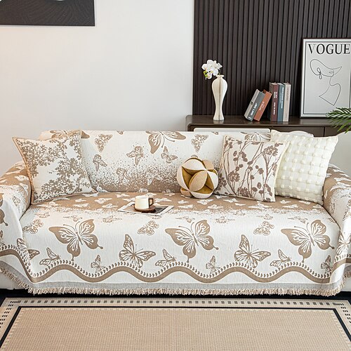 Elegante Sofadecke mit Schmetterlingsmuster, dekorativ eingefasster, moderner Sofabezug aus Polyester für Erwachsene Für alle, die ihr Zuhause lieben – ideal als Einzugsgeschenk oder saisonale Image