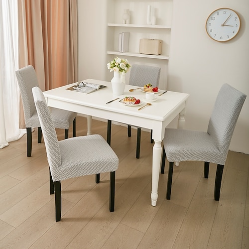 1/4 Stück botanische Jacquard-Stuhlhussen, dehnbare Überzüge für Esszimmerstühle für Zuhause Küchendekoration Image