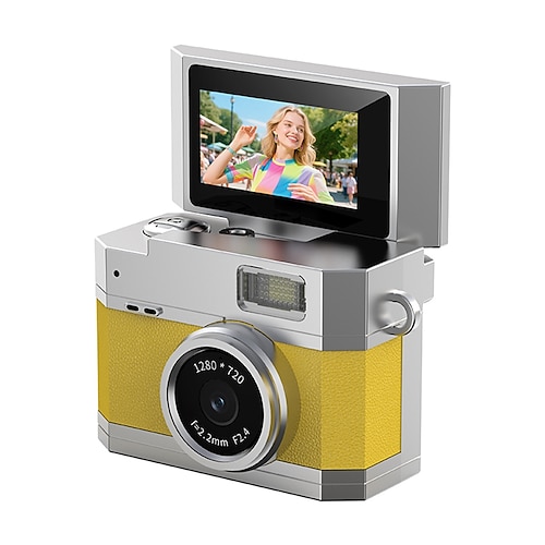Neue Daumengroße Klappbildschirm Mini-Kamera Retro Digitalkamera Mini mit Lanyard 180 Klappbildschirm Videomodus Multi-Stil Schönheitsfilter Valentinstagsgeschenk