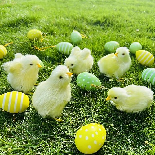 6 dekorative Osterküken-Figuren zum Sammeln – unverzichtbare Frühlings- und Osterdekoration für Zuhause und draußen, perfekt für Ostergeschenkkörbe, Frühlingsdeko und Osterschmuck. Image