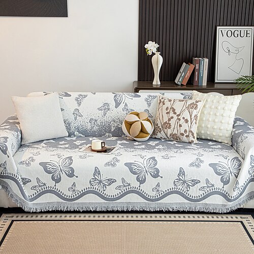 Elegante Sofadecke mit Schmetterlingsmuster, dekorativ eingefasster, moderner Sofabezug aus Polyester für Erwachsene Für alle, die ihr Zuhause lieben – ideal als Einzugsgeschenk oder saisonale Image