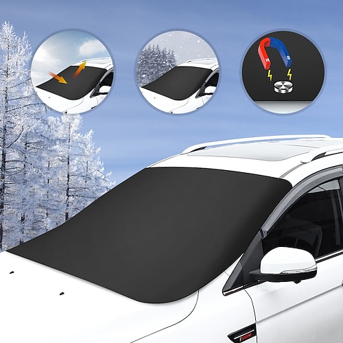 Magnetische Allwetter-Windschutzscheibenabdeckung mit Schneeschutz und Sonnenschutz Sichtschutz – robuste Glasschutzfolie mit magnetischem Befestigungssystem, kratzfest, schneefest, frostbeständig, Image