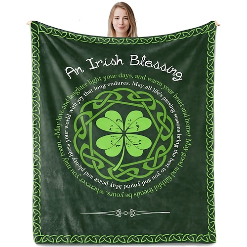 Irische Geschenke zum St. Patrick's Day für Frauen Herren, Sláinte Irische Segensdecke, keltisches Geburtstagsgeschenk, bestes St. Patrick's Day Geschenk, durchdachte irische Segensdekoration. Image