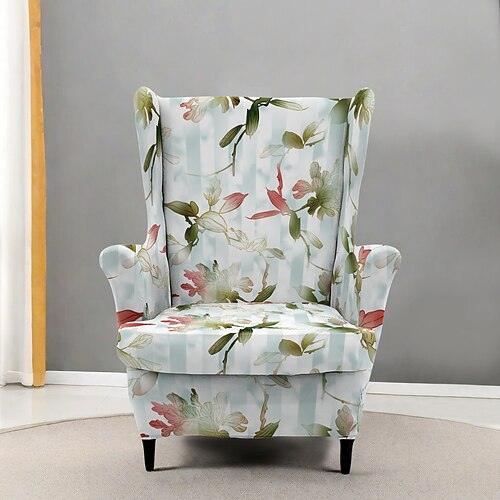 Ohrensesselüberzug aus Polyester mit floralem, gestreiftem und geometrischem Muster für Wohnzimmer, Schlafzimmer und Homeoffice Image