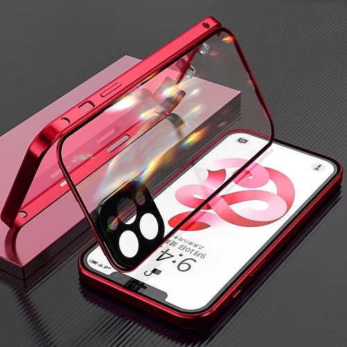 Handy Hülle Handyhüllen Für iPhone 17 Pro Max 17 Air 16 15 14 Pro Max Plus Magnetische Adsorption Kristallklar Abnehmbar Transparent Magnetisch Rüstung Gehärtetes Glas Metall Image
