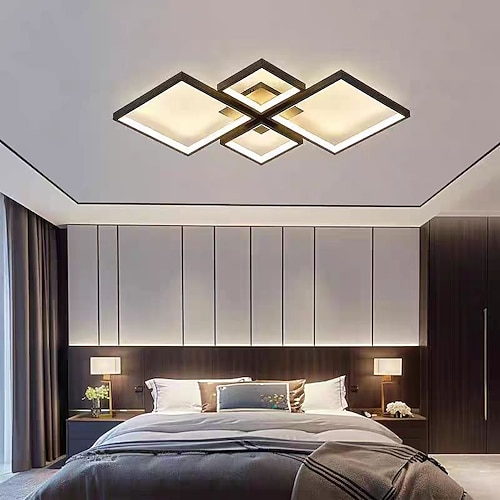 Schwarze, minimalistische LED-Deckenleuchte aus Metall für das Wohnzimmer, flächenbündig montiert Image