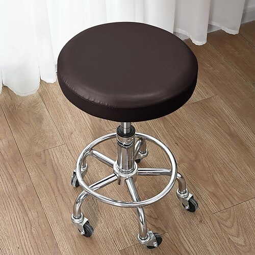 Runde Stuhlhussen aus robustem PU-Leder (1/2/4/6 Stück), elastische, waschbare Stuhlsitzbezüge für Esszimmerstühle, Küche und Restaurant Partydekoration Image