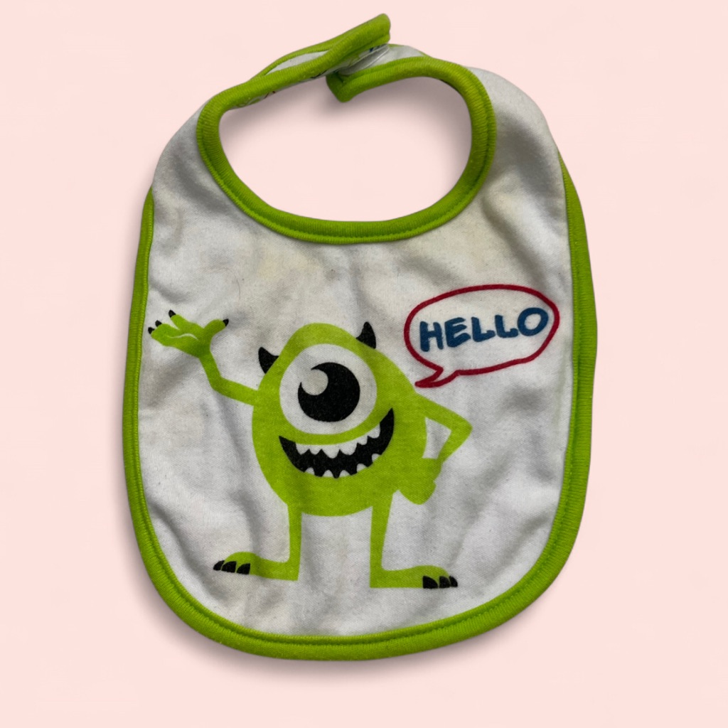 Disney Accessories | 0-3m Disney Monsters Inc Mike Wazowski Baby Bib Unisex Infant Baby Boy Baby Girl | Color: Green/White | Size: Osbb