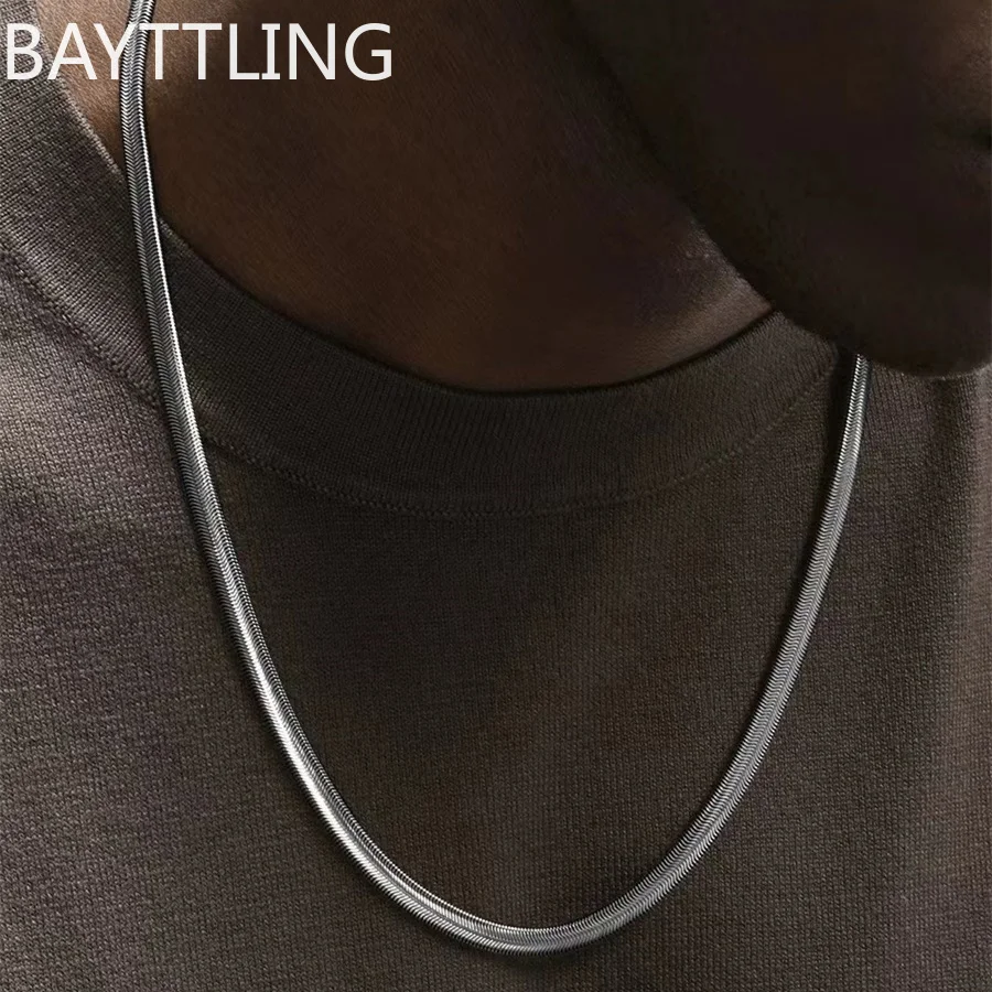 Hip-Hop Männer Sterling Silber Klinge Kette Halskette einfache flache Schlangen kette für Frauen Mode tragen Accessoires trendy