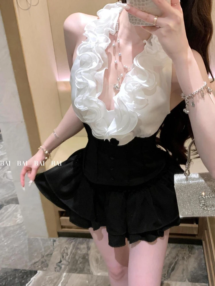 Französisch Elegante Y2k Vintage frauen Anzug Weibliche Mode Neue Abnehmen 2-teiliges Set Design Party Outfit Mini Rock Set Frau kleidung Image