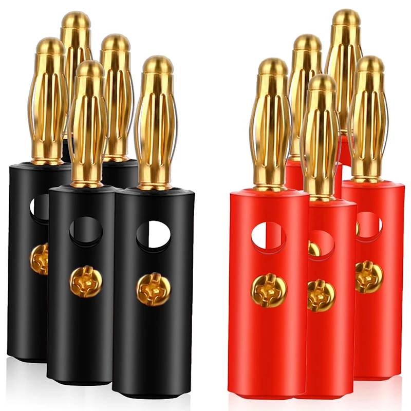 10Pcs Audio Lautsprecher Schraube Gold Platte Bananen Stecker Anschlüsse 4mm Video Verstärker Kabel Draht Anschlüsse Buchse Adapter set Image