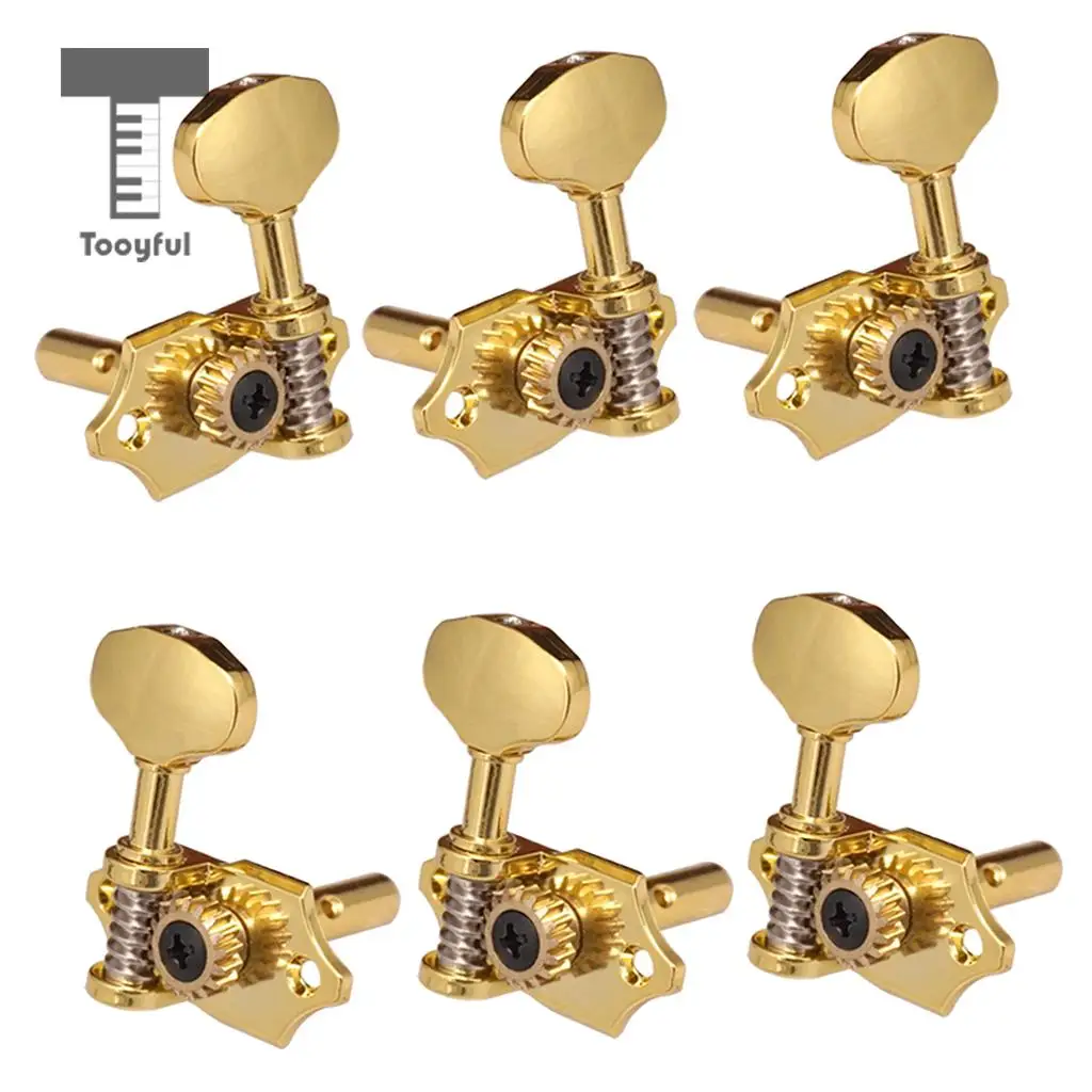 Tooyful 3x Links + 3x Rechts Gold Akustische/Klassische Gitarre Ersatz Tuning Pegs Tuning Tasten Tuner Getriebe Verhältnis: 18:1 Image