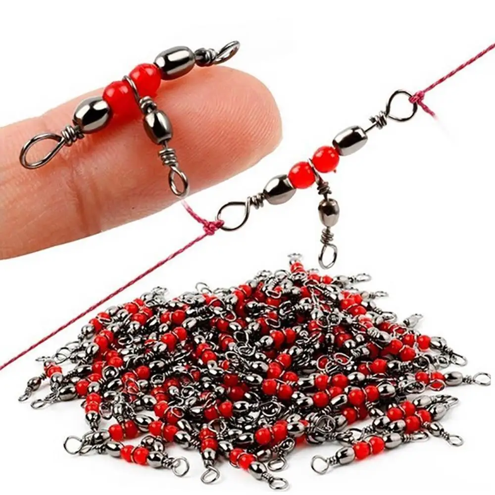 360 gradi in ottone con perline canna da pesca con cuscinetto girevole connettore anello solido mini accessori per la pesca in carbonio 10/20/50 pezzi
