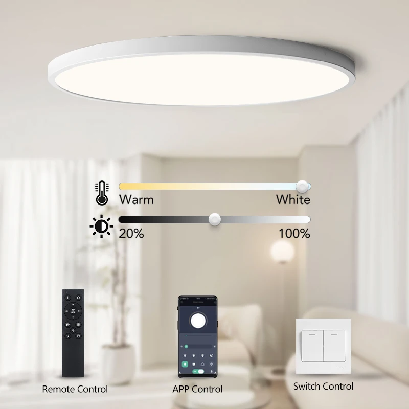 MANVIV 0,9 Zoll ultradünnes Decken-LED-Smart-Licht, dimmbar/nicht dimmbar, allgemeine LED-Deckenleuchten für Zimmer, Panel-Licht für Zimmer