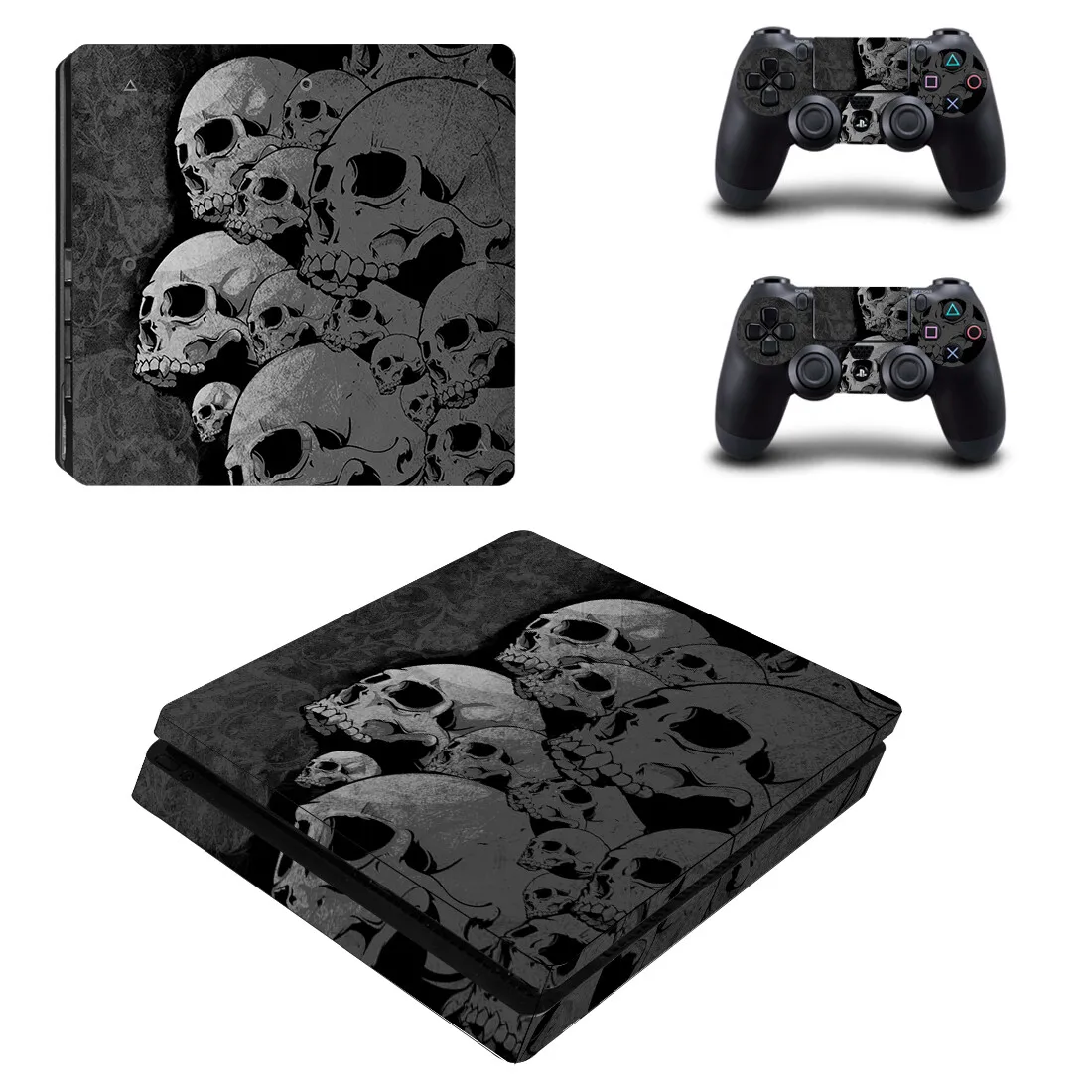 Skull Design PS4 Slim Skin Aufkleber Schutzabdeckung für Konsole und Controller PS4 Slim Skins Aufkleber Vinyl Zubehör Image